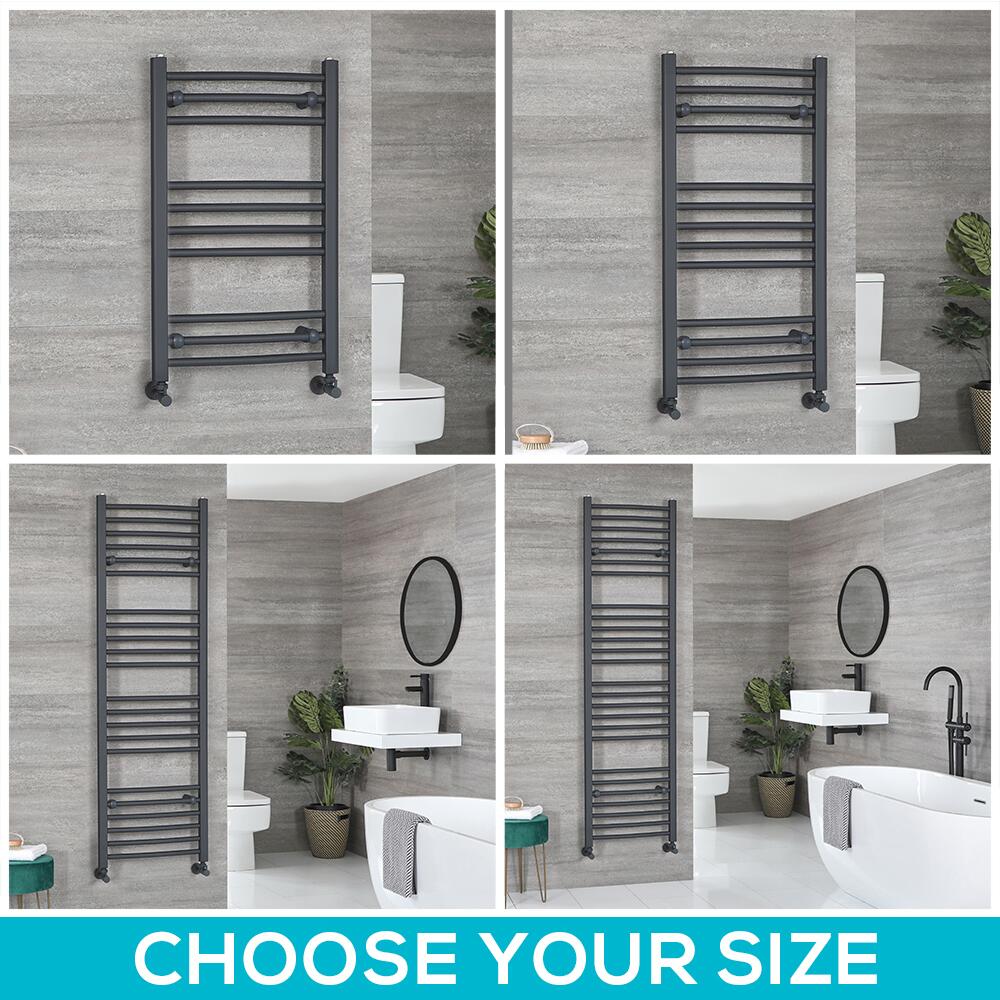 Milano Artle - Anthracite Curved Heated Towel Rail - Choice of Size