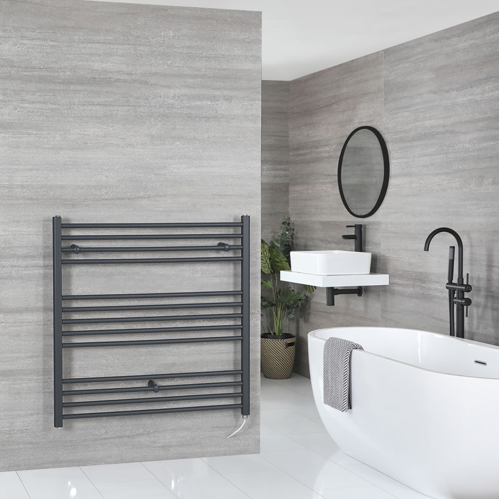 Milano Artle Electric Anthracite Flat Heated Towel Rail 1000mm x 1000mm