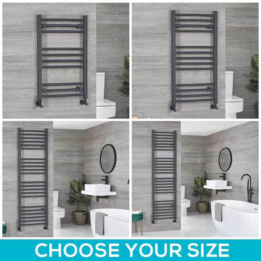 Milano Artle - Anthracite Flat Heated Towel Rail - Choice of Size