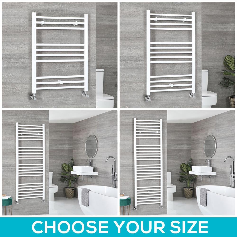 Milano Ive - White Flat Heated Towel Rail - Choice of Size