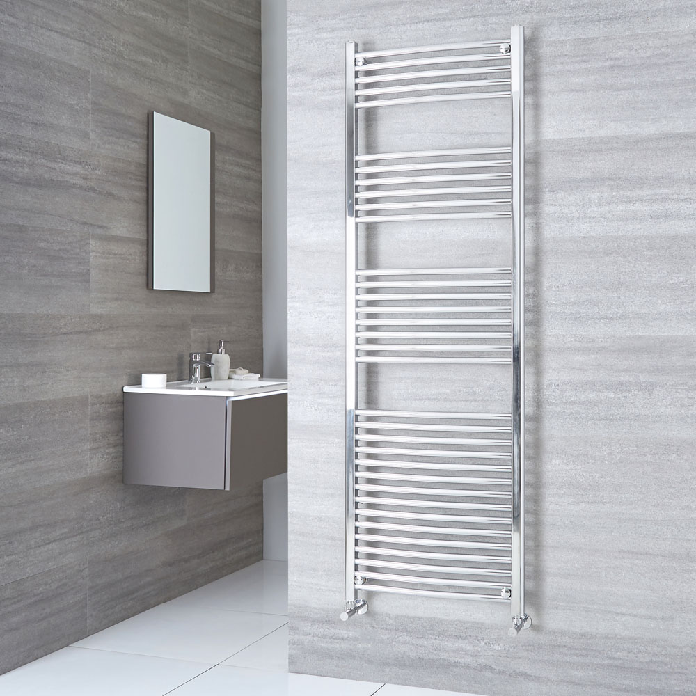 Kudox Ladder - Premium Chrome Curved Heated Towel Rail - 1800mm x 600mm