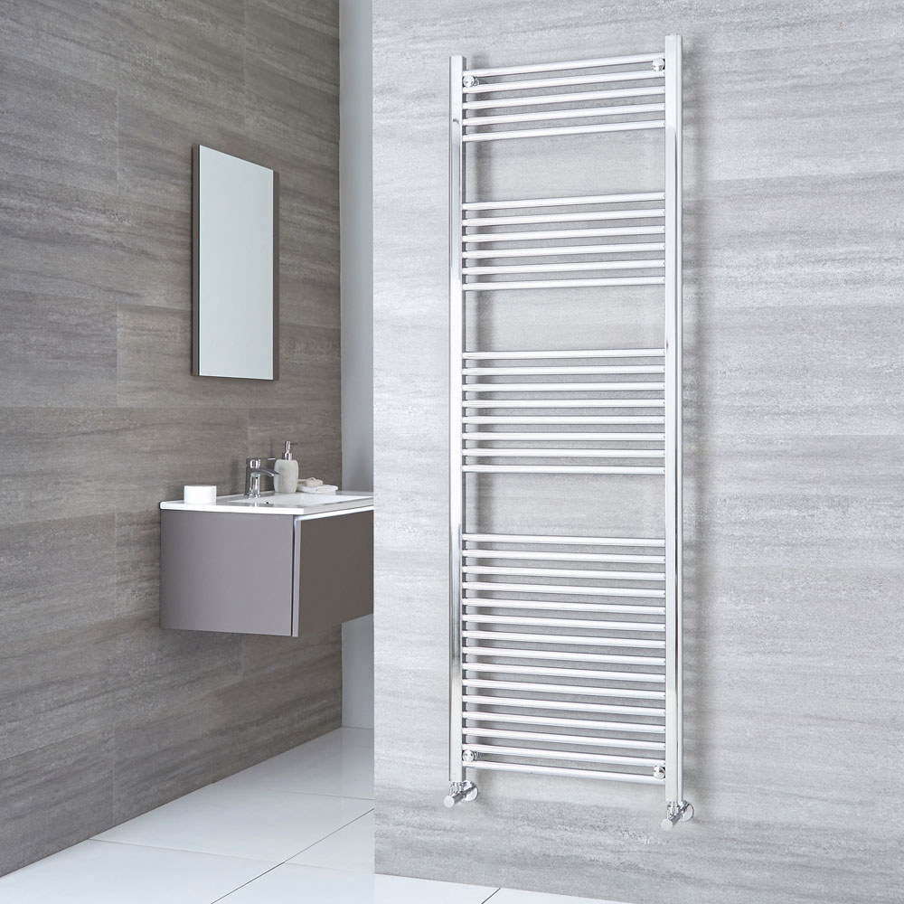 Kudox Ladder - Premium Chrome Flat Heated Towel Rail - 1800mm x 600mm