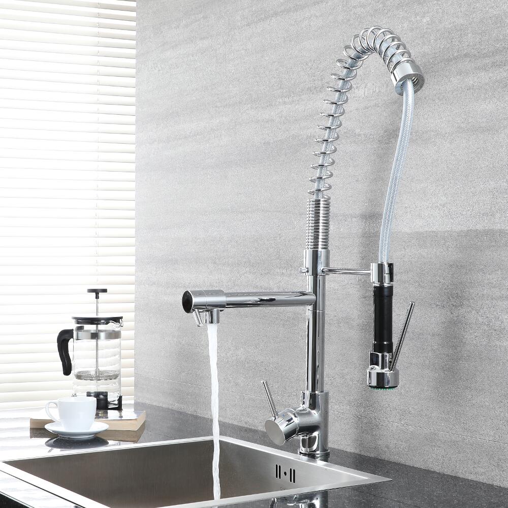 Milano Mirage - Modern Deck Mounted Professional Kitchen Mixer Tap - Chrome