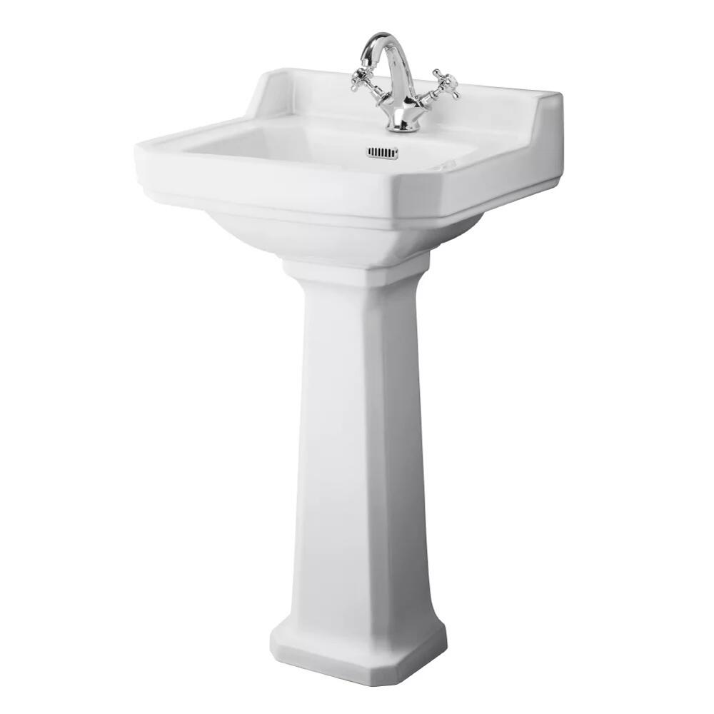 Milano Richmond - 500mm Cloakroom Basin with Full Pedestal - 1 Tap-Hole