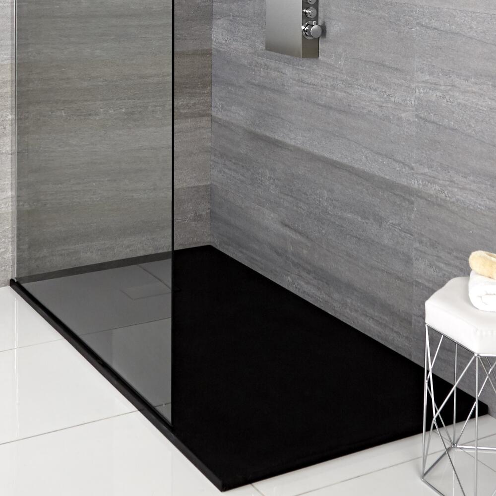 Milano Graphite Slate Effect Rectangular Shower Tray 900x800mm
