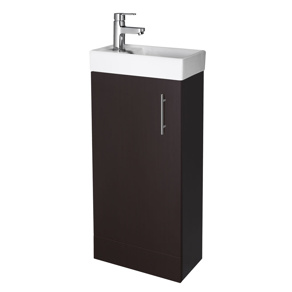 Premier 400mm Ebony Minimalist Compact Cloakroom Vanity Unit