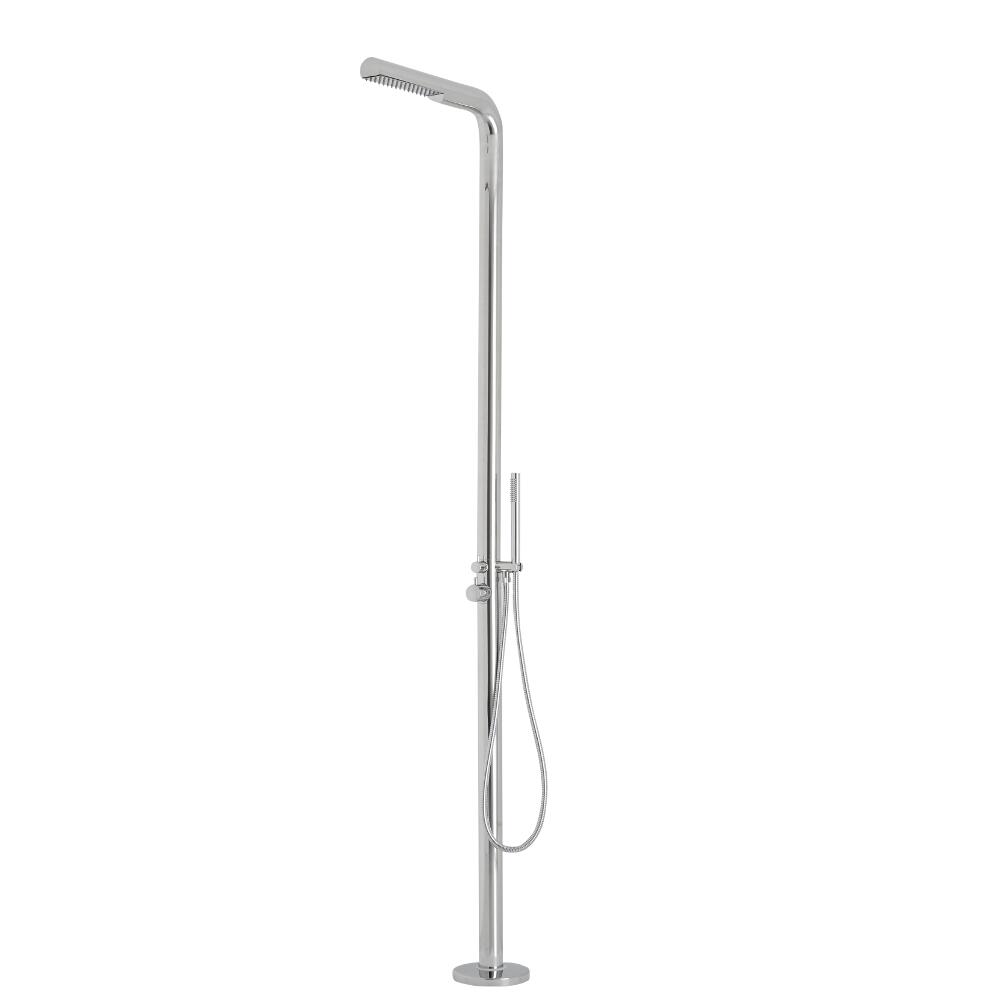 Milano Elda - Chrome Modern Freestanding Outdoor Shower with Hand Shower