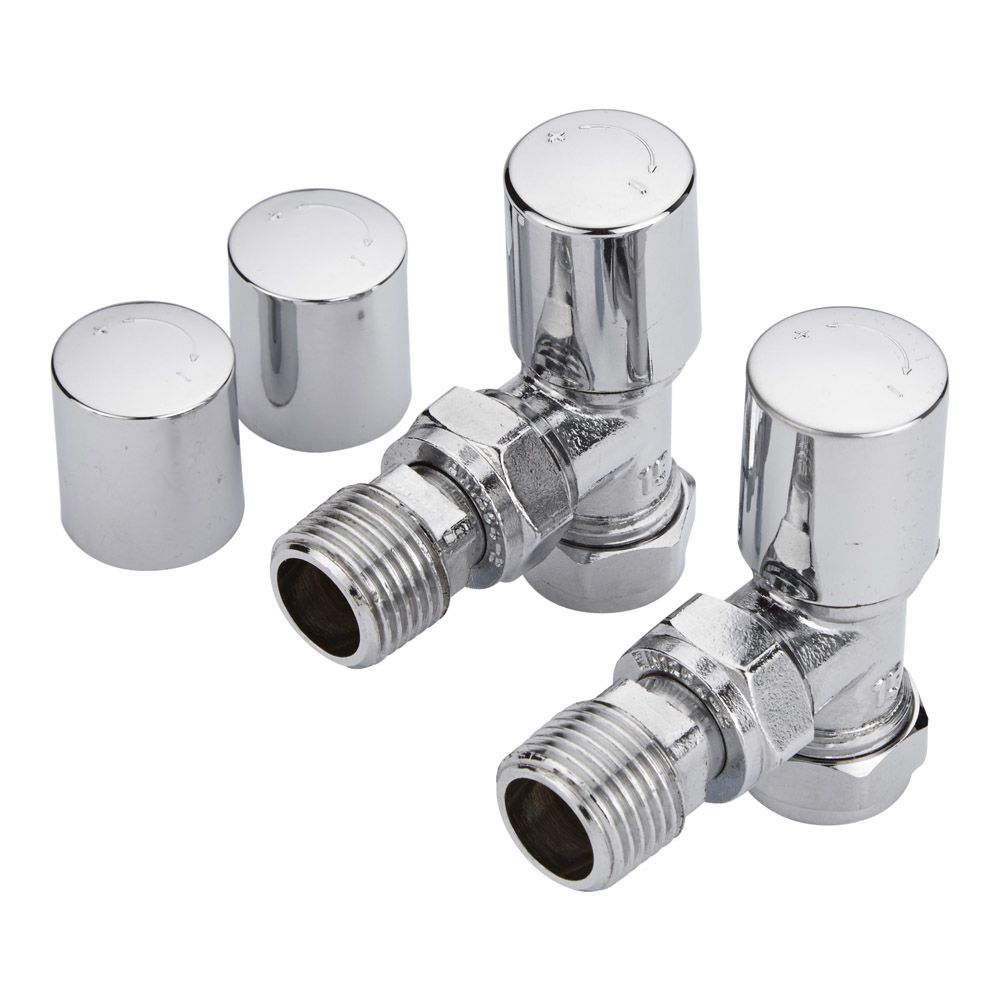 Milano - Angled Radiator Valves - Chrome (Pair)