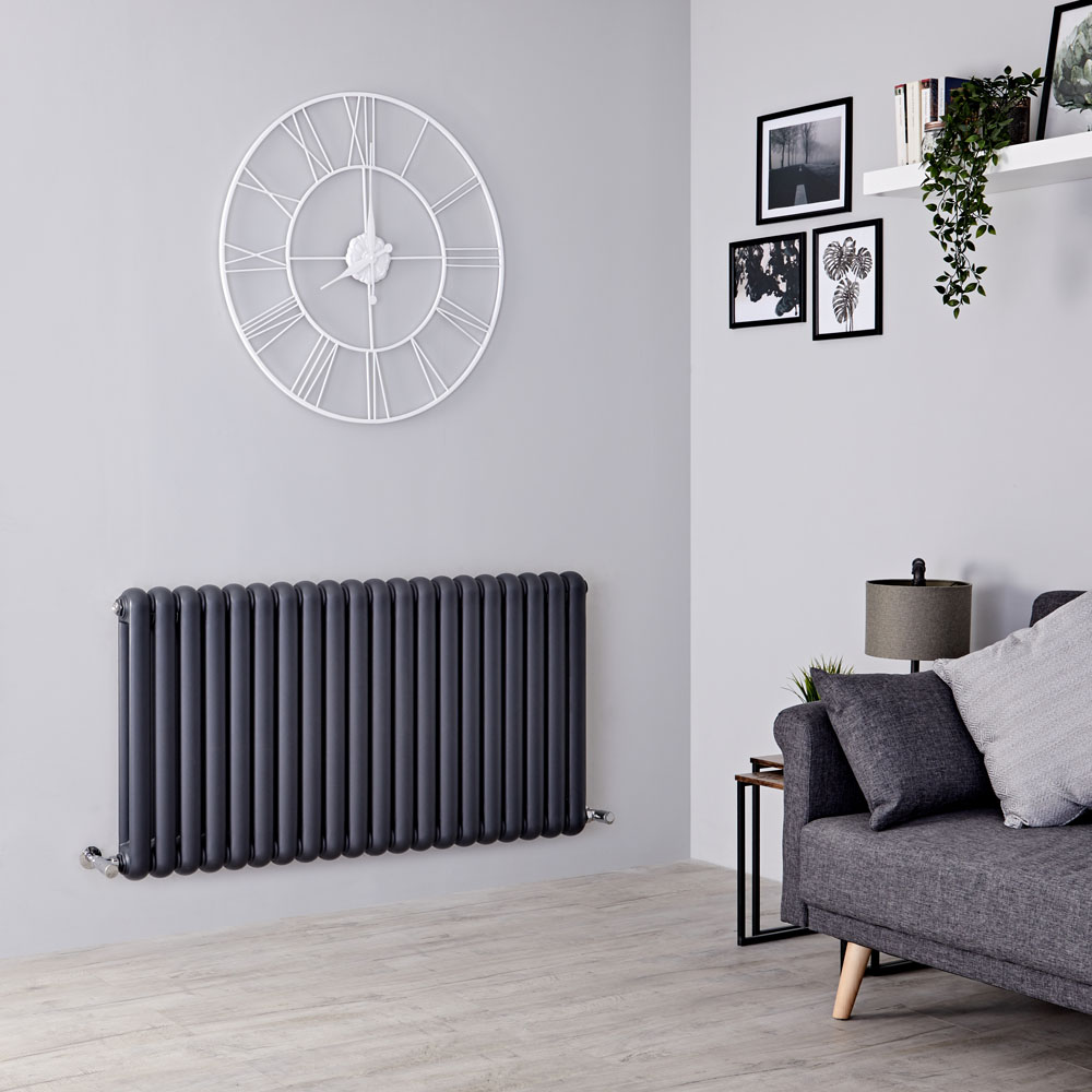 Milano Urban - Anthracite Horizontal Column Radiator - 635mm x 1223mm (Double Column)