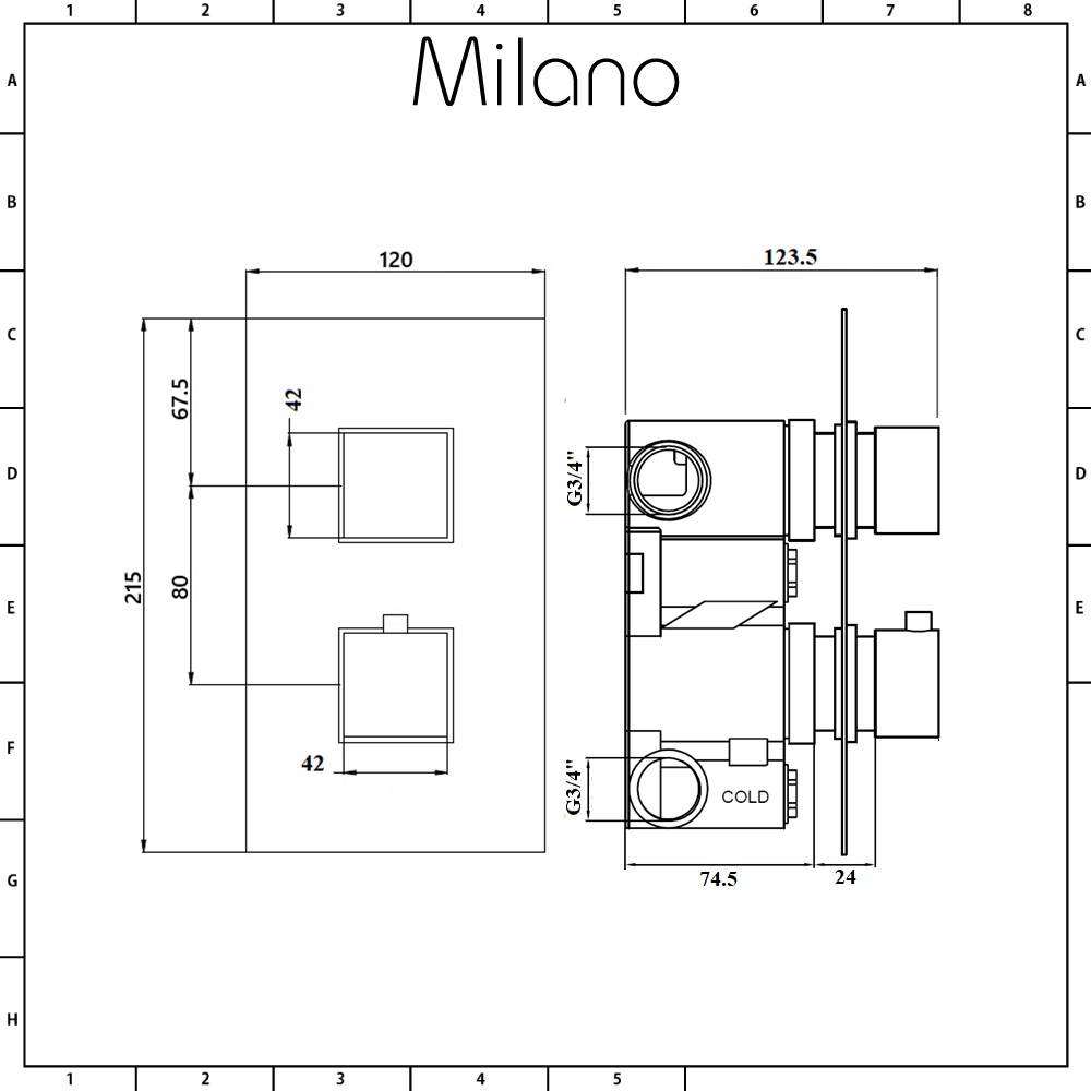 Milano Arvo - Modern 2 Outlet Square Twin Diverter Thermostatic Shower ...