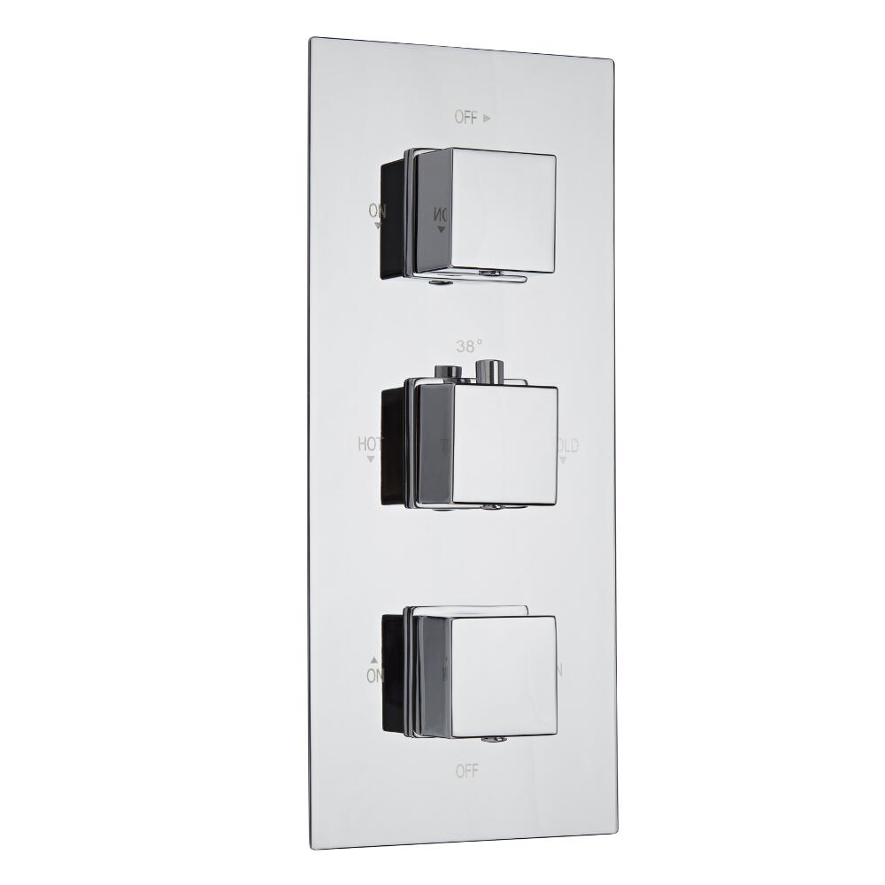 Milano Arvo Square Triple Diverter Thermostatic Shower Valve - 3 Outlets Standard Plate