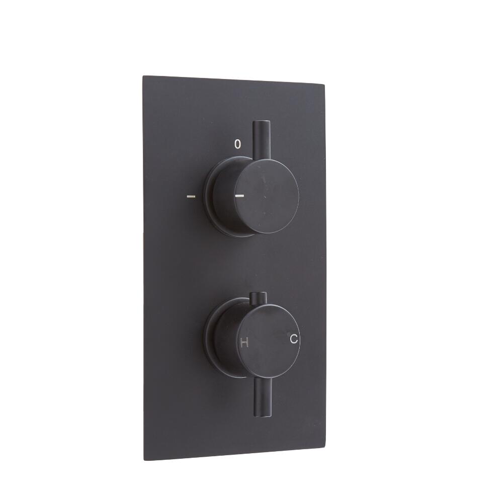 Milano Nero - Twin Thermostatic Shower Valve - One Outlet - Black