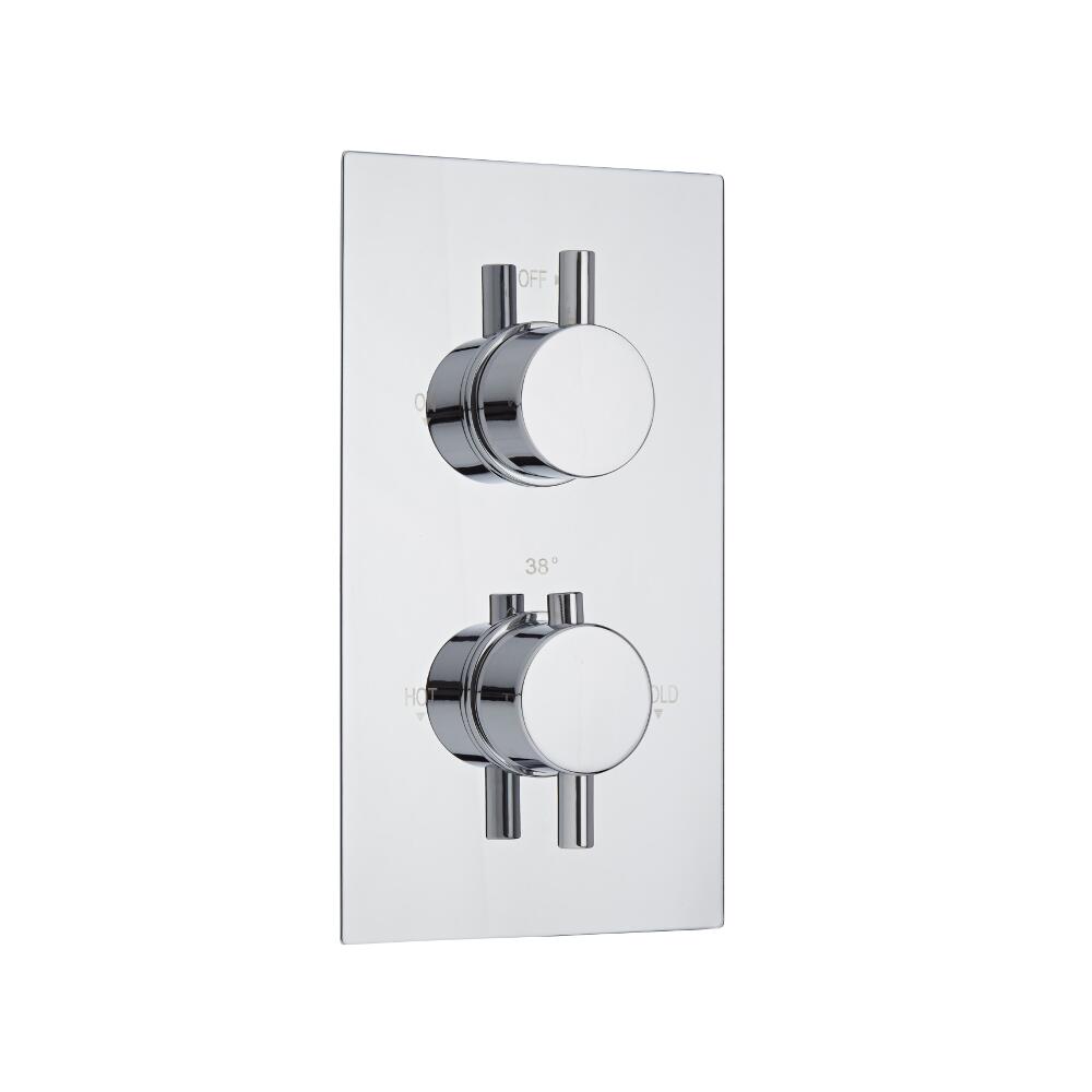 Milano Como Round Twin Thermostatic Shower Valve - 1 Outlet Standard Plate