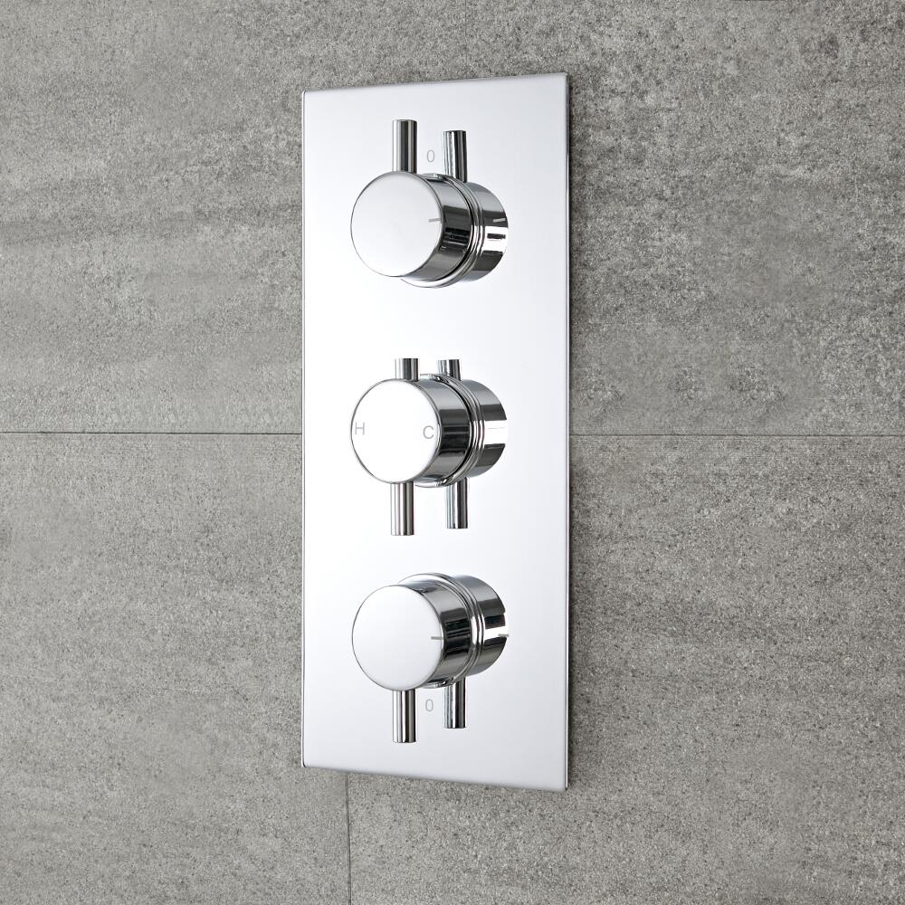 Milano Mirage - Round 3 Outlet Triple Diverter Thermostatic Shower Valve - Chrome