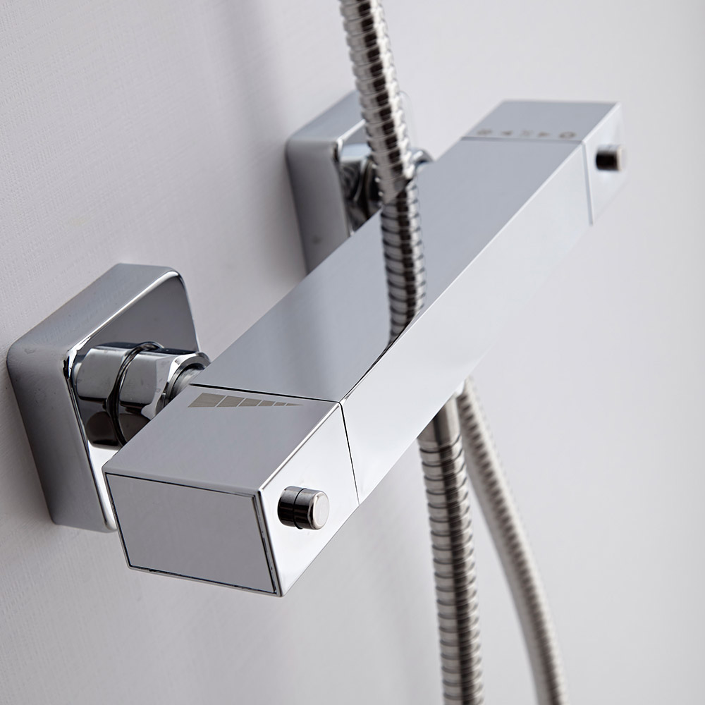 Ultra Square Thermostatic Bar Shower Mixer Valve - Bottom Outlet