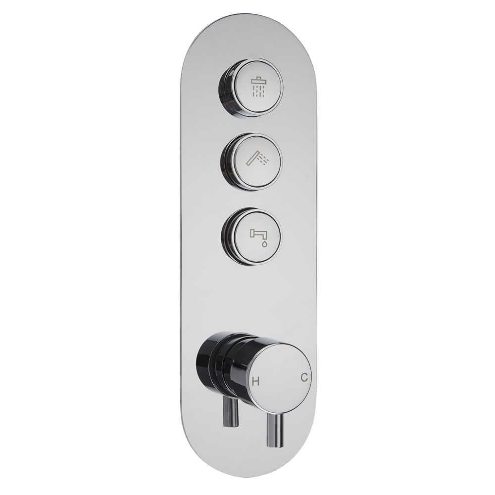 Milano Orta - Three Outlet Push Button Shower Valve - Round Button