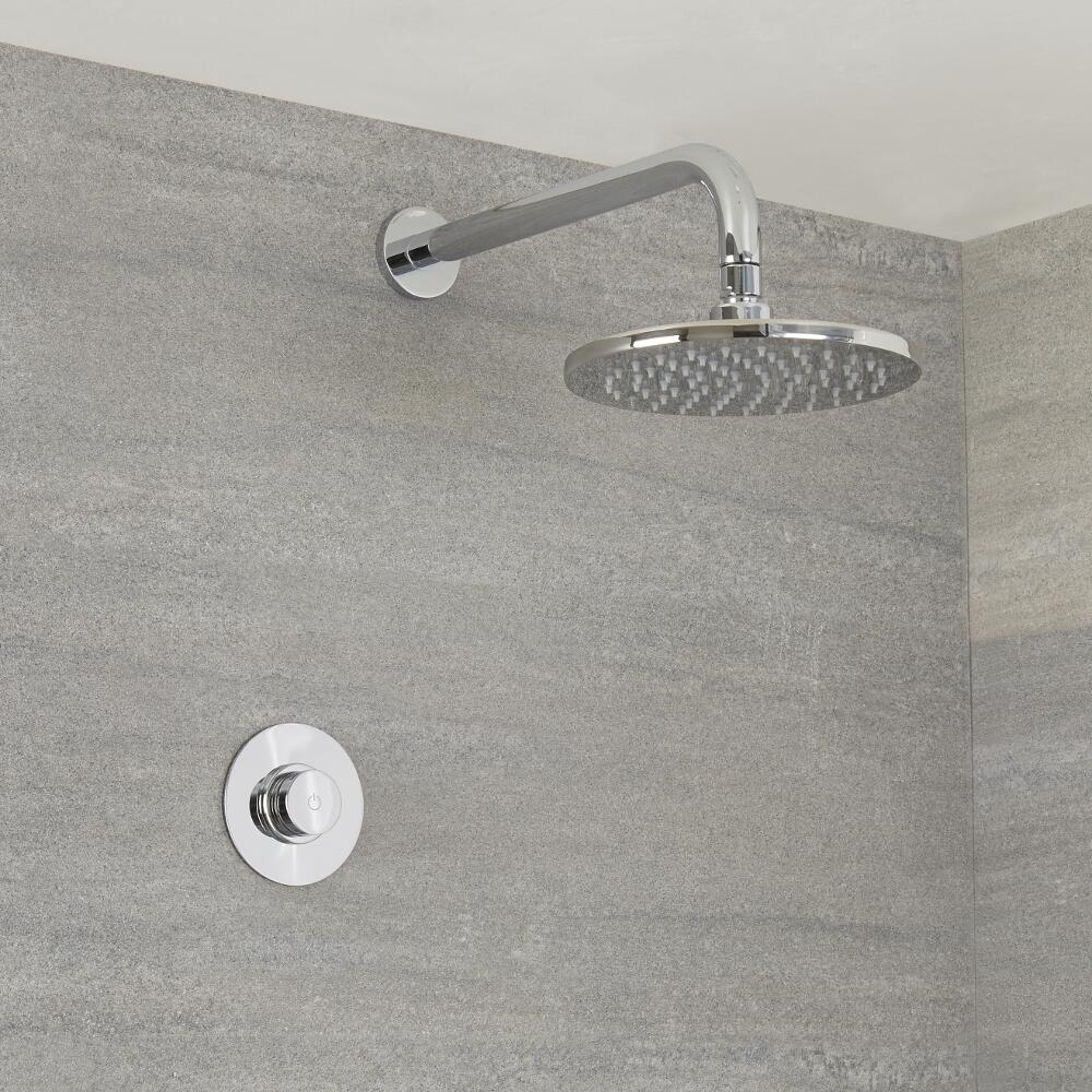 Milano Vis One Outlet Digital Thermostatic Shower with Round Wall Mounted Shower Head 200mm