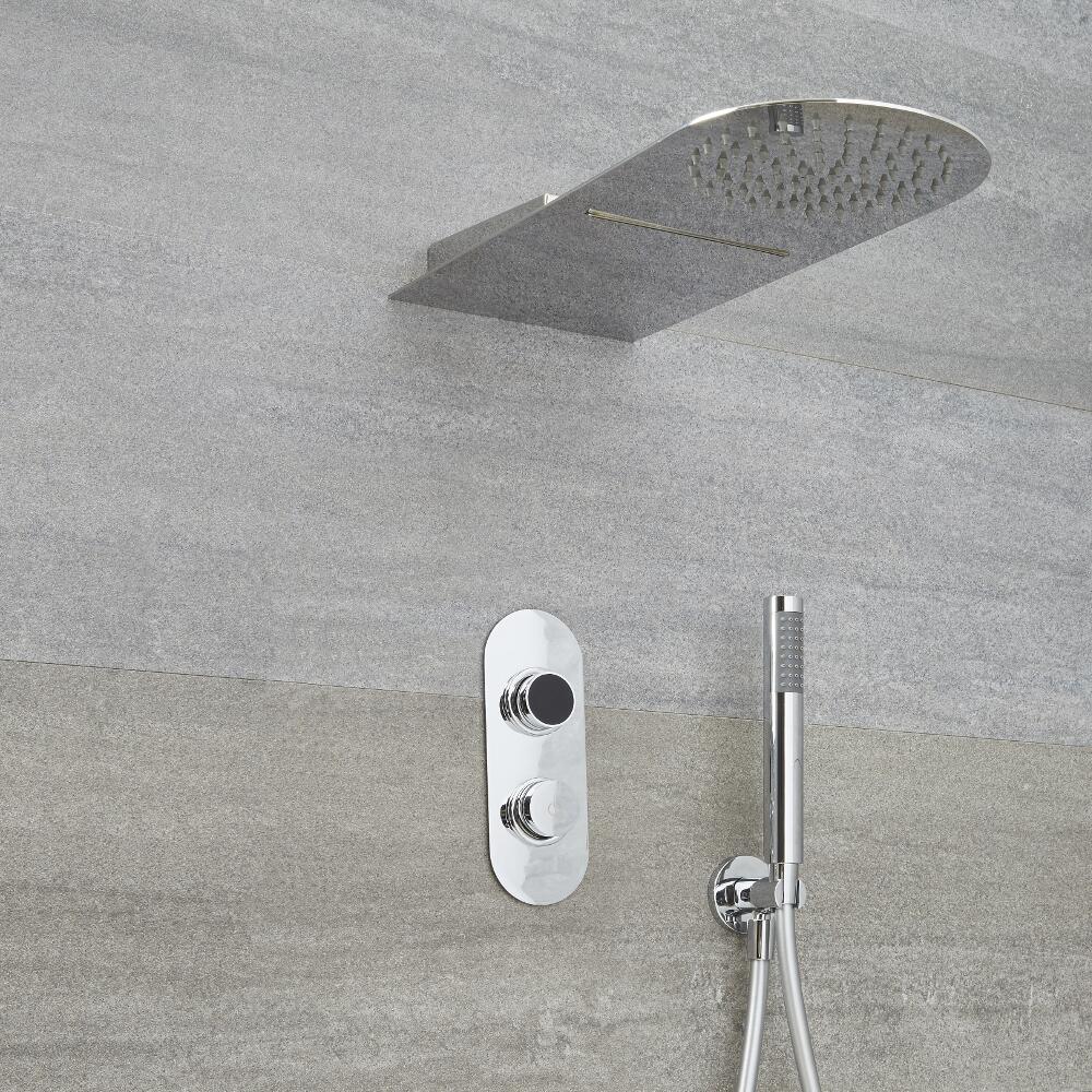 Milano Vis Three Outlet Digital Shower with Waterblade Shower Head and Handset