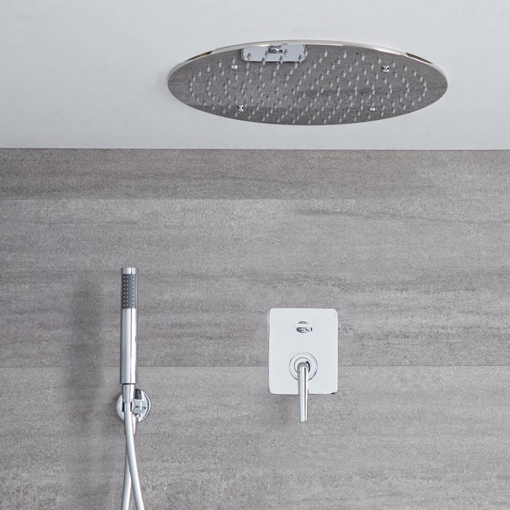 Milano Vora - Manual Diverter Shower Valve with 400mm Round Recessed Head and Handset - Chrome
