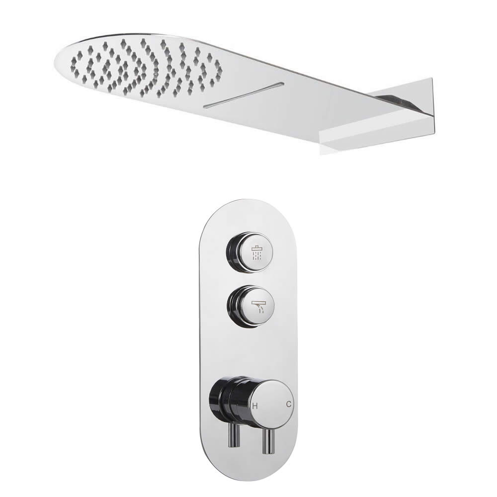 Milano Orta - 2 Outlet Push Button Shower Valve and Waterblade Shower Head