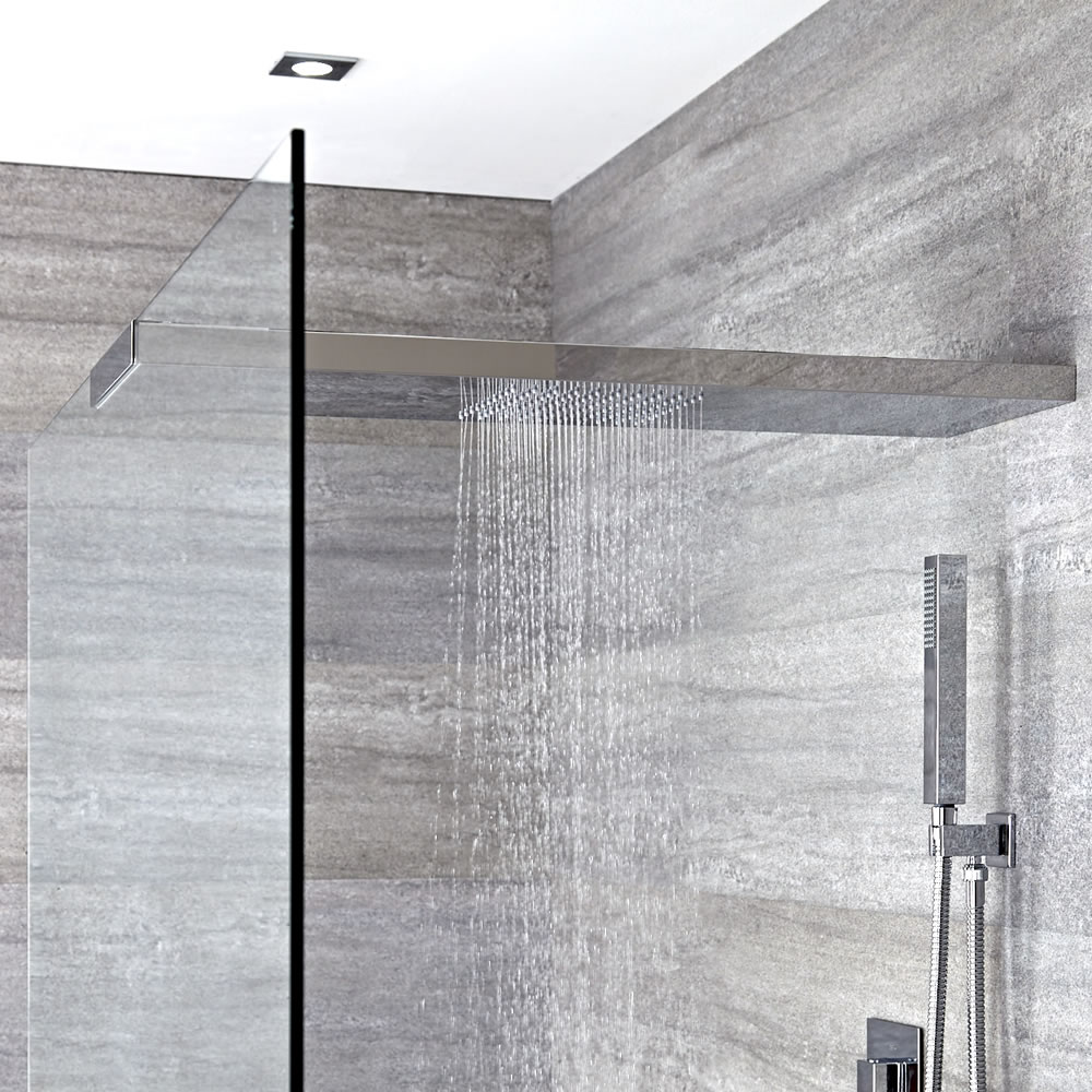 Milano Select - Modern Wall Mounted 900mm Glass-Grabbing Shower Head - Chrome