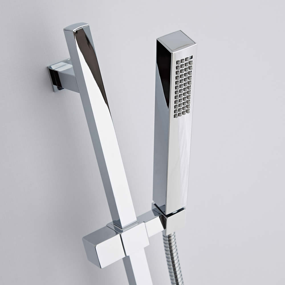 Milano Arvo - Modern Square Riser Rail Hand Shower Kit with Hose - Chrome