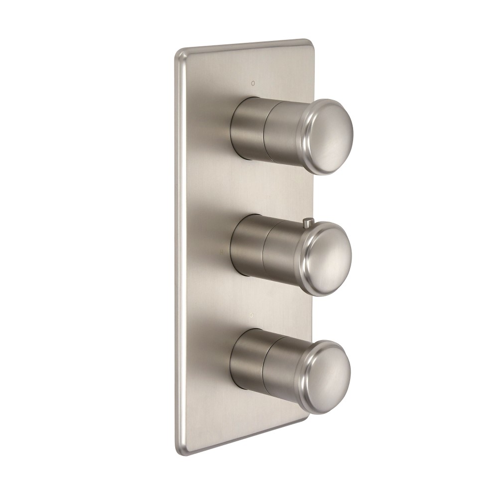 Milano Ashurst - Modern Thermostatic Triple Diverter Shower Valve - Three Outlets - Brushed Nickel