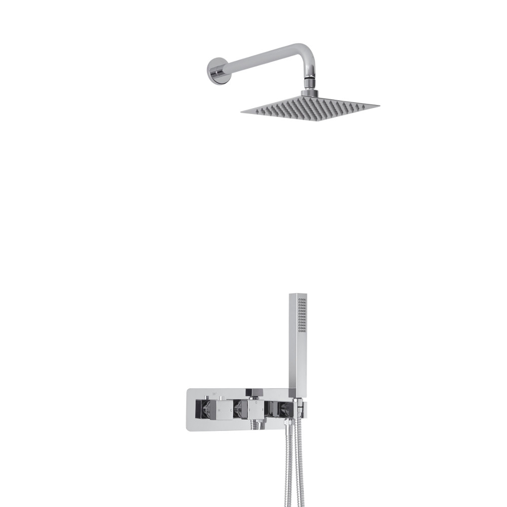 Milano Arvo Square Twin Diverter Thermostatic Shower Valve with Handset and 200mm Head