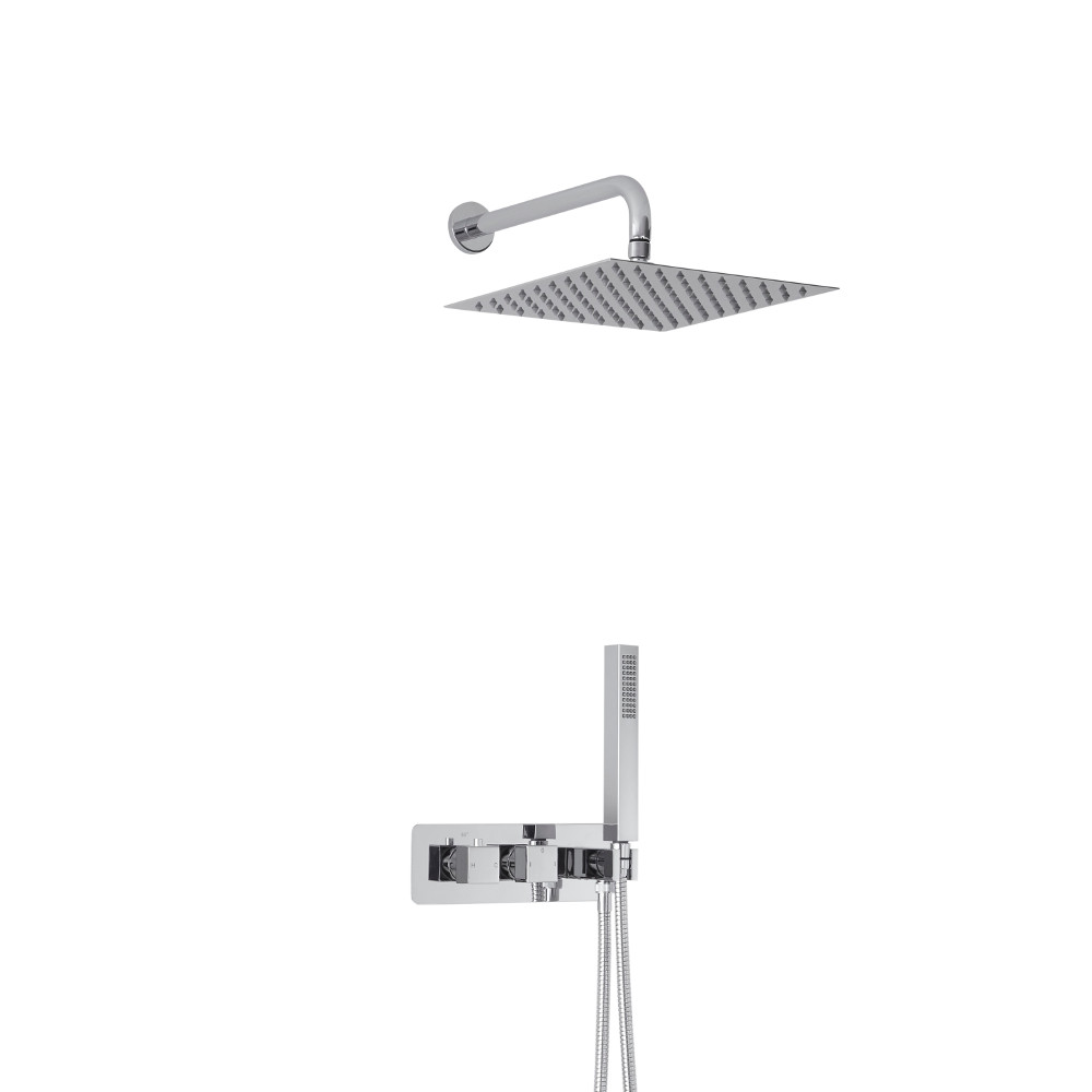 Milano Arvo Square Twin Diverter Thermostatic Shower Valve with Handset and 300mm Head