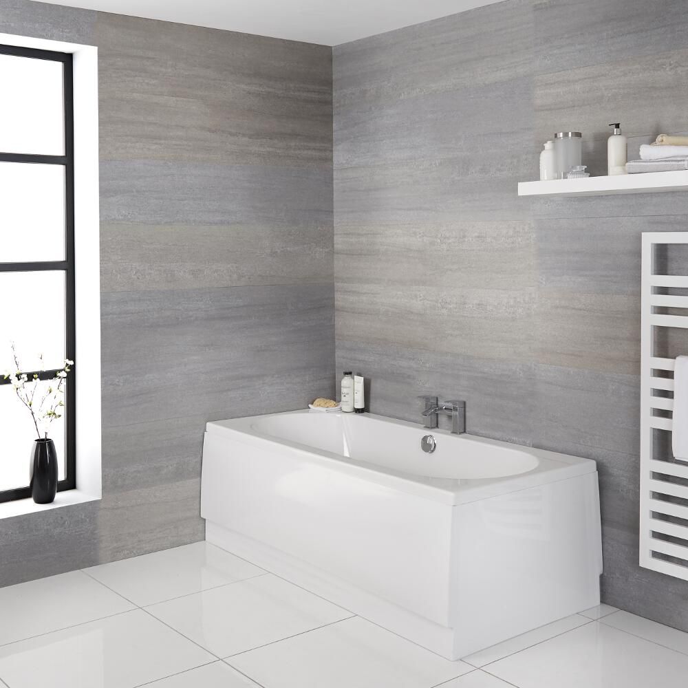 Milano Overton - White Modern Reversible Standard Double Ended Bath - Choice of Sizes