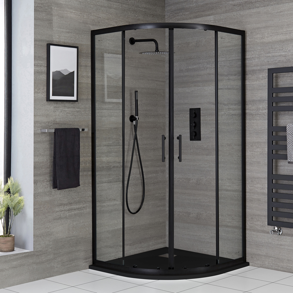Milano Nero - Black Quadrant Shower Enclosure - Choice of Sizes