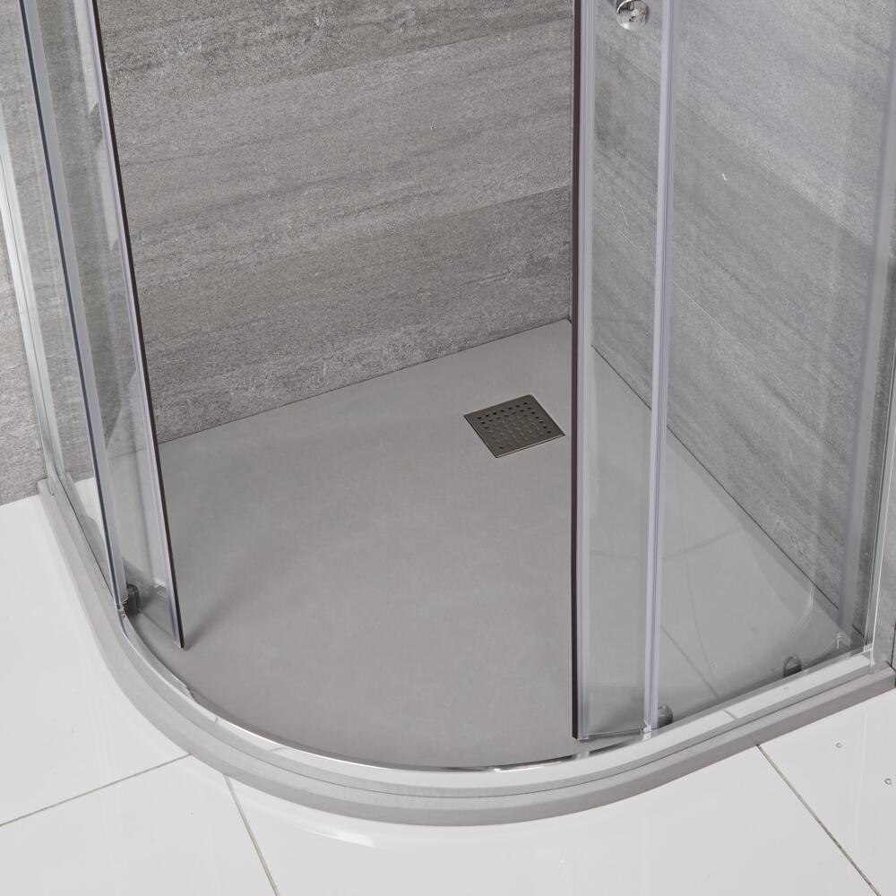 Milano Light Grey Slate Effect Quadrant Shower Tray 900mm