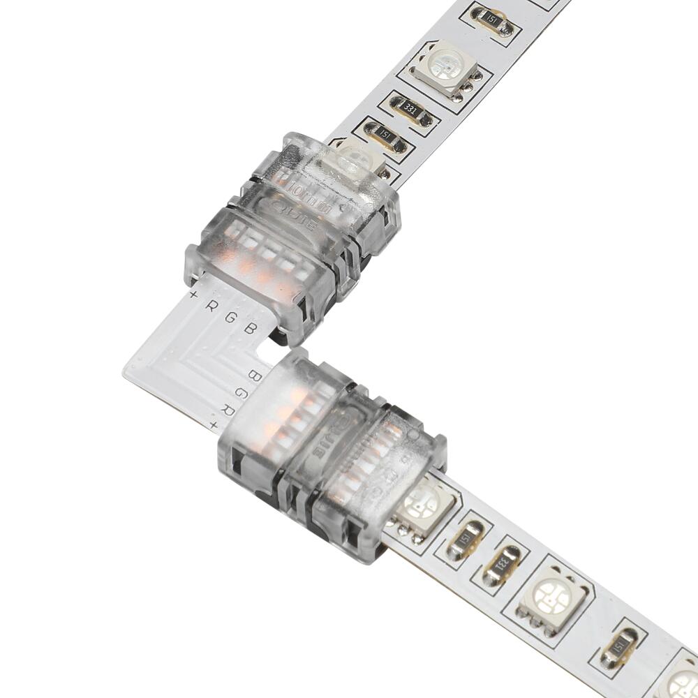 Biard L-Shaped LED Strip Connector for 5050 10mm IP20 RGB - 4 Pin