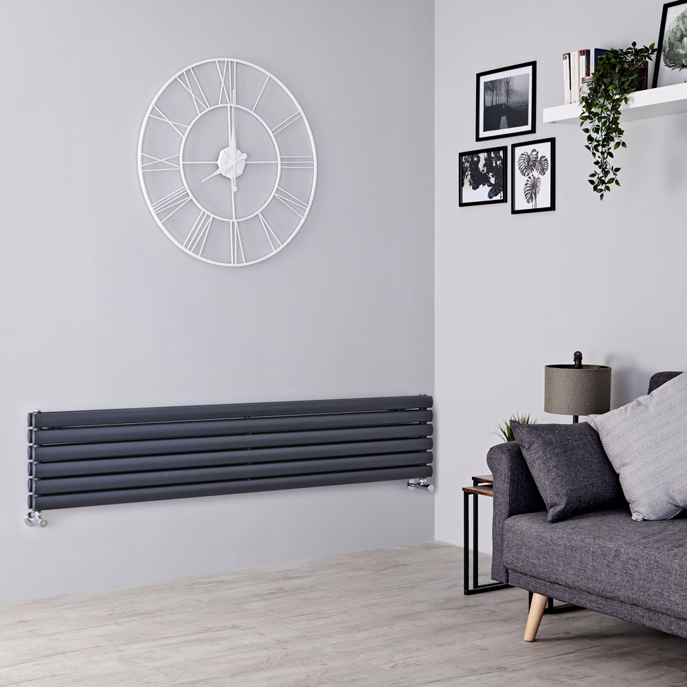 Milano Aruba - Anthracite Horizontal Designer Radiator - 354mm x 1780mm (Double Panel)