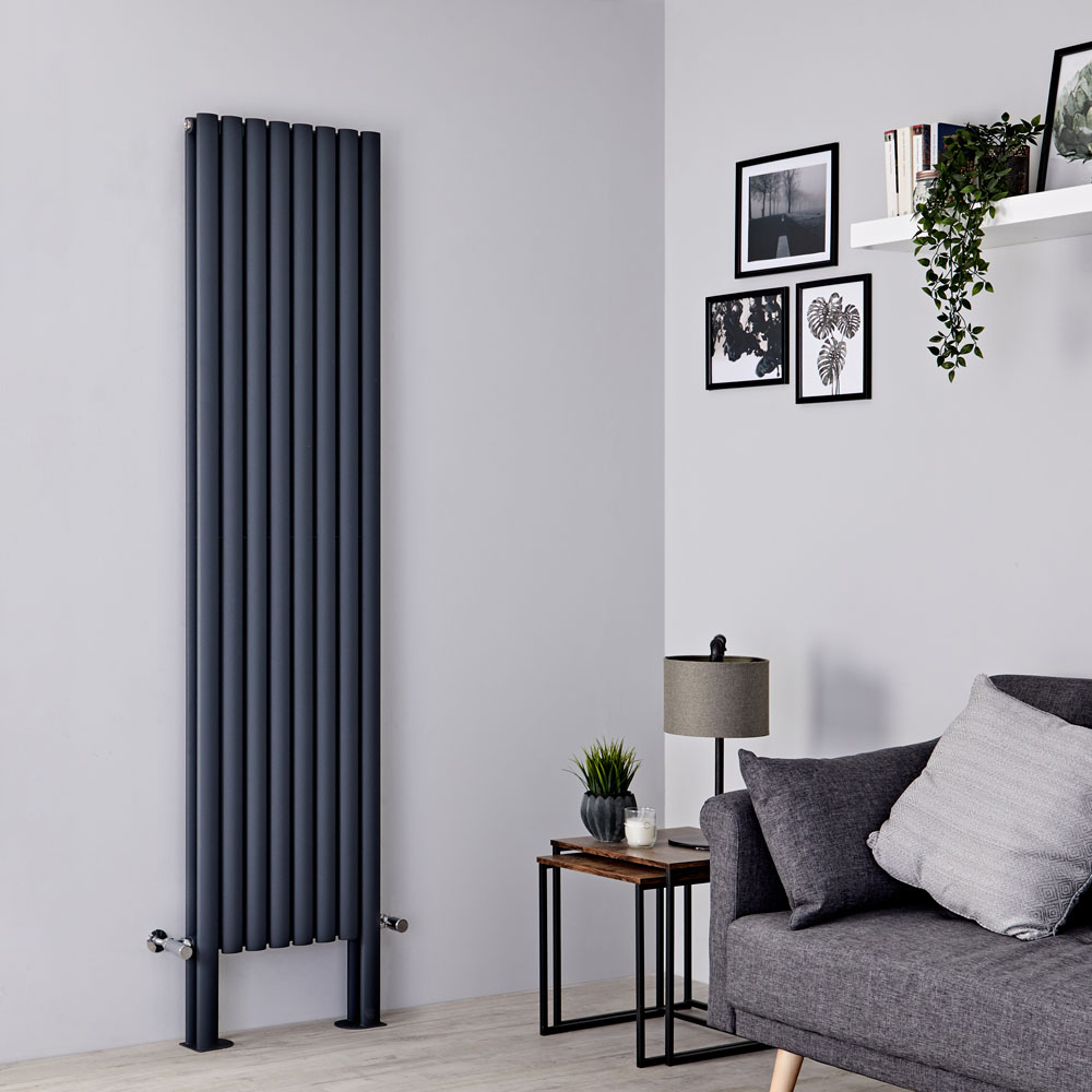 Milano Aruba Plus - Anthracite Vertical Designer Radiator - 2000mm x 472mm (Double Panel)