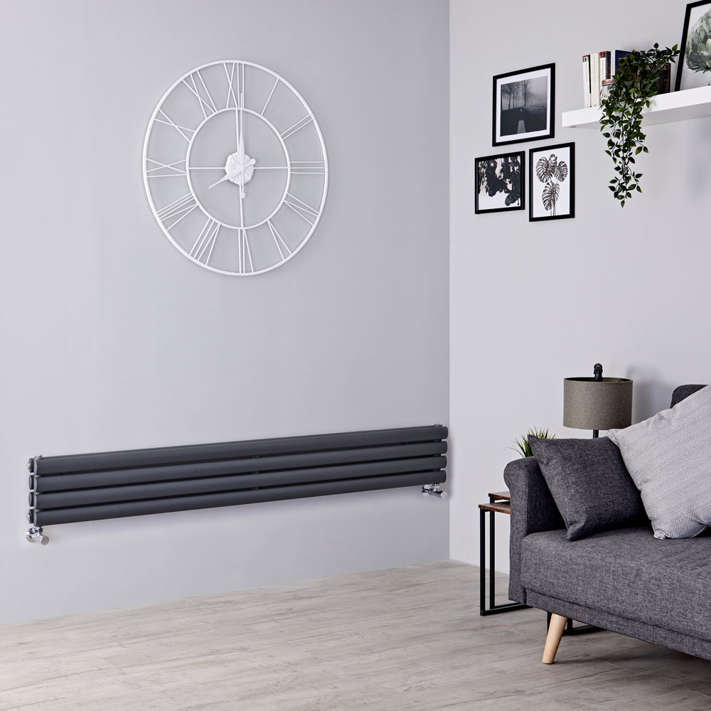 Milano Aruba Slim - Anthracite Space-Saving Horizontal Designer Radiator - 236mm x 1780mm (Double Panel)