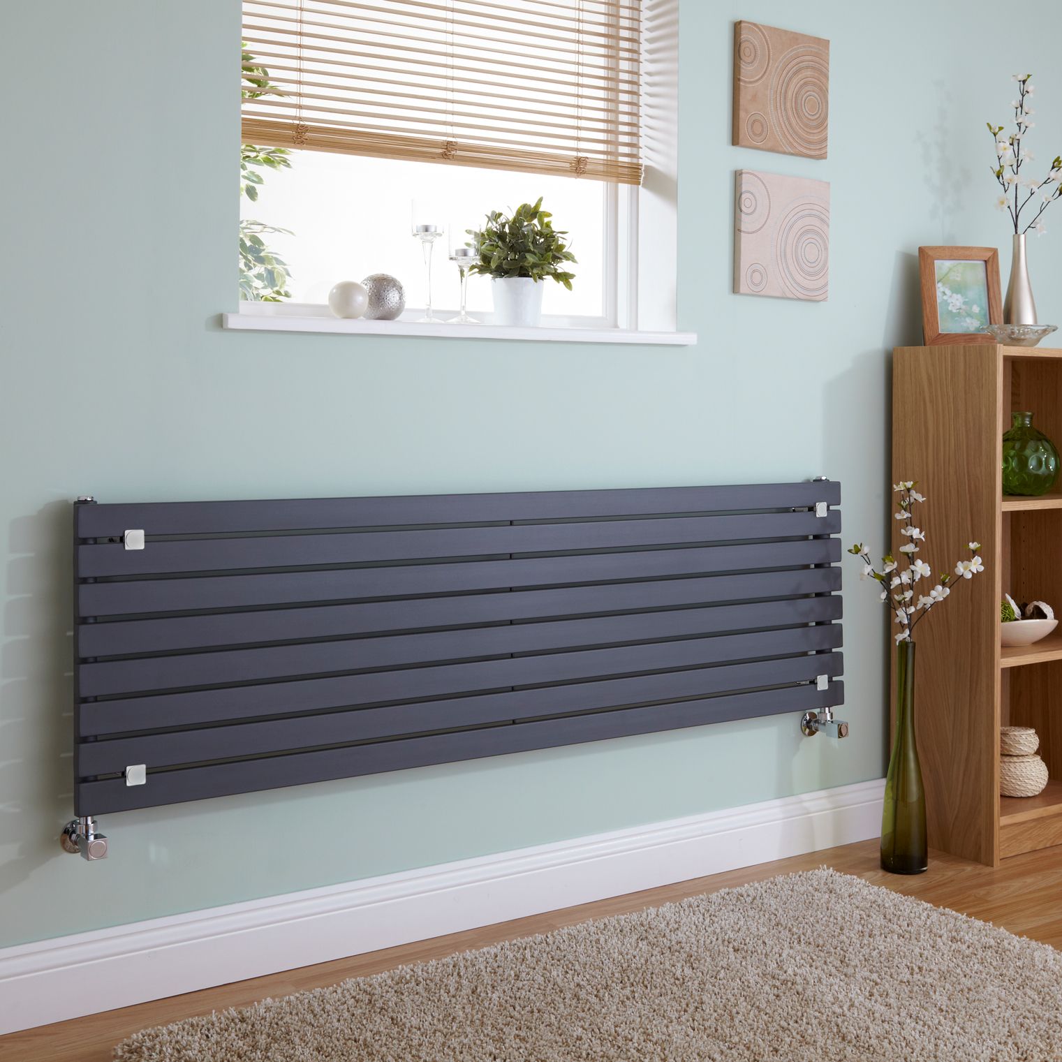 Milano Capri - Anthracite Flat Panel Horizontal Designer Radiator - 472mm x 1780mm