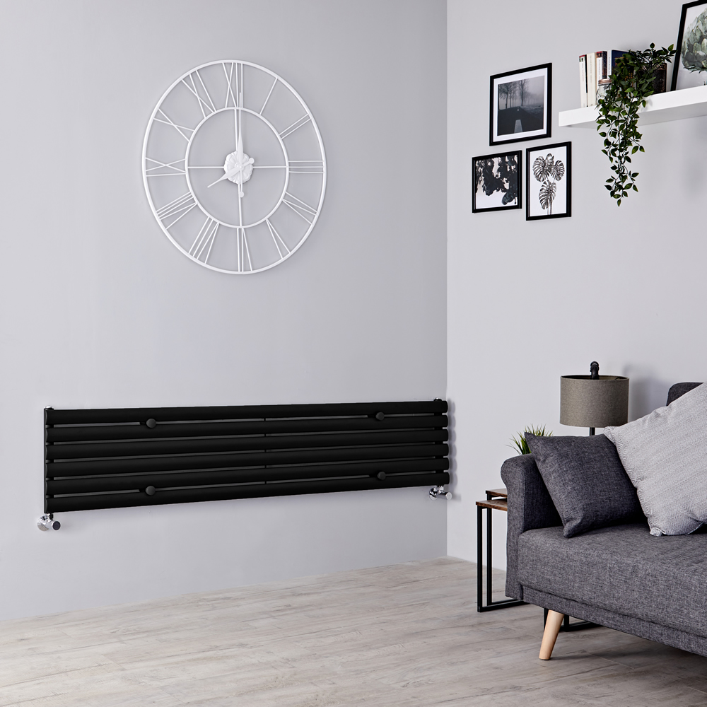 Milano Aruba - Black Horizontal Designer Radiator - 354mm x 1780mm