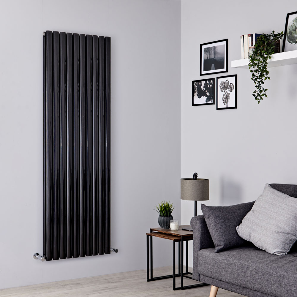 Milano Aruba - Black Vertical Designer Radiator - 1780mm x 590mm (Double Panel)
