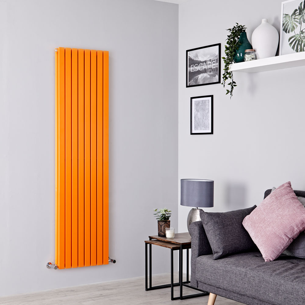Milano Capri - Light Orange Flat Panel Vertical Designer Radiator - 1780mm x 472mm (Double Panel)