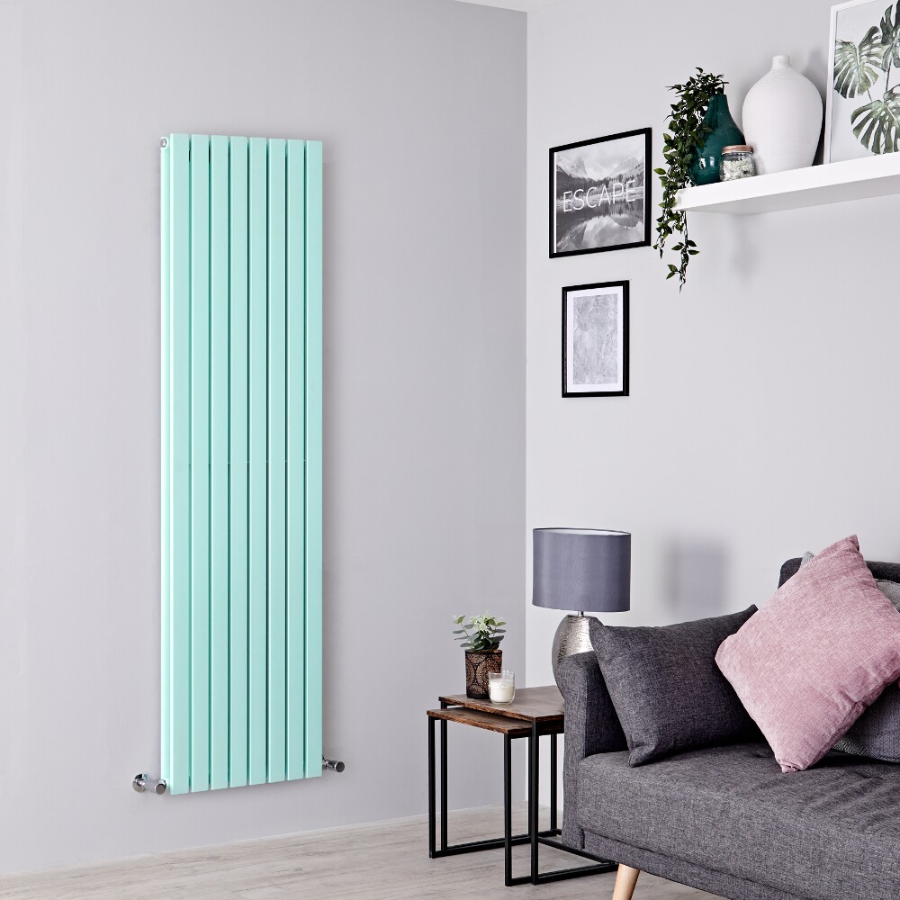 Milano Capri - Mint Green Flat Panel Vertical Designer Radiator - 1780mm x 472mm (Double Panel)