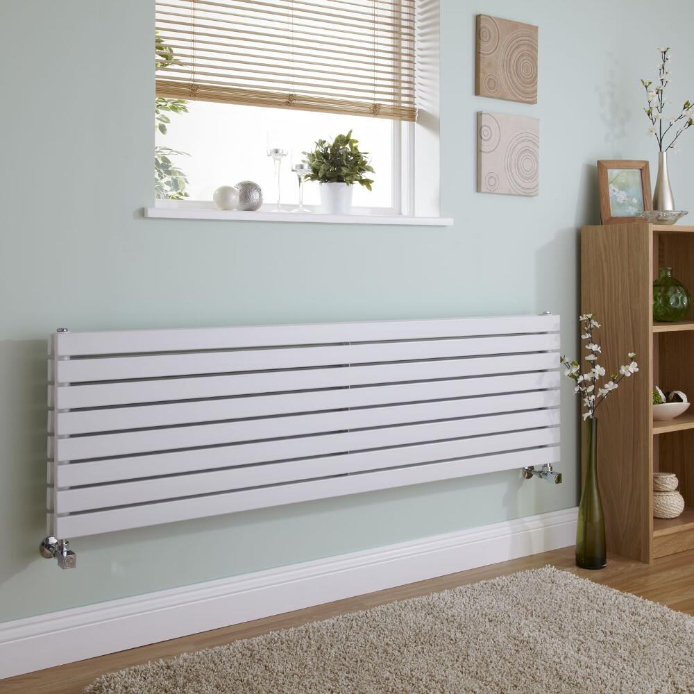 Milano Capri - White Flat Panel Horizontal Designer Radiator - 472mm x 1780mm (Double Panel)