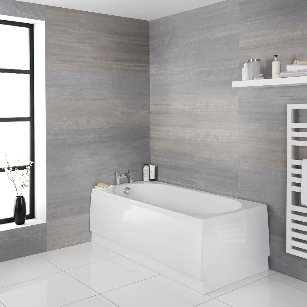 Milano Ballam - White Modern Round Single Ended Standard Bath - 1500mm x 700mm