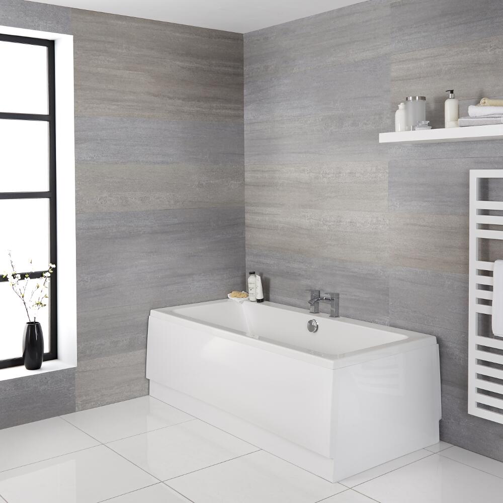 Milano Elswick - White Modern Double-Ended Standard Bath - 1700mm x 750mm