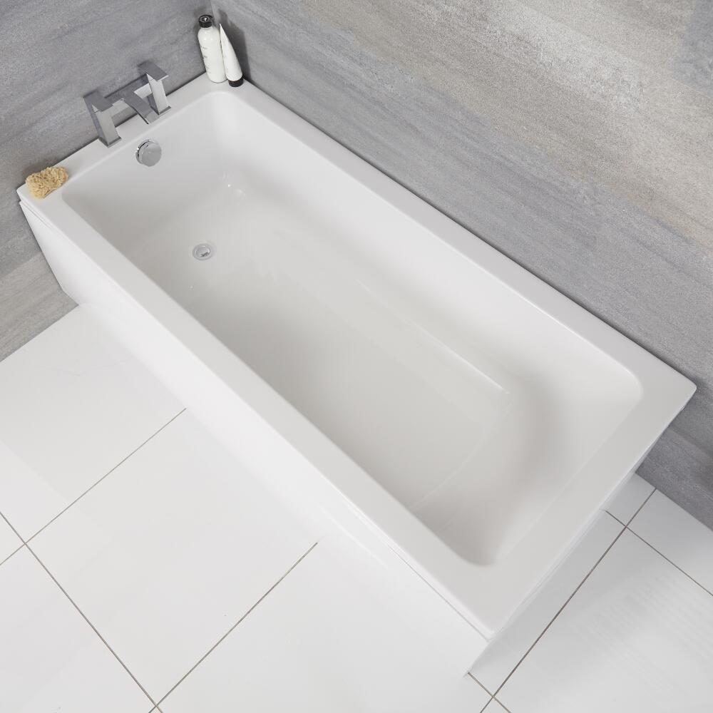 Milano Farington - White Modern Single Ended Standard Bath - 1700mm x 700mm