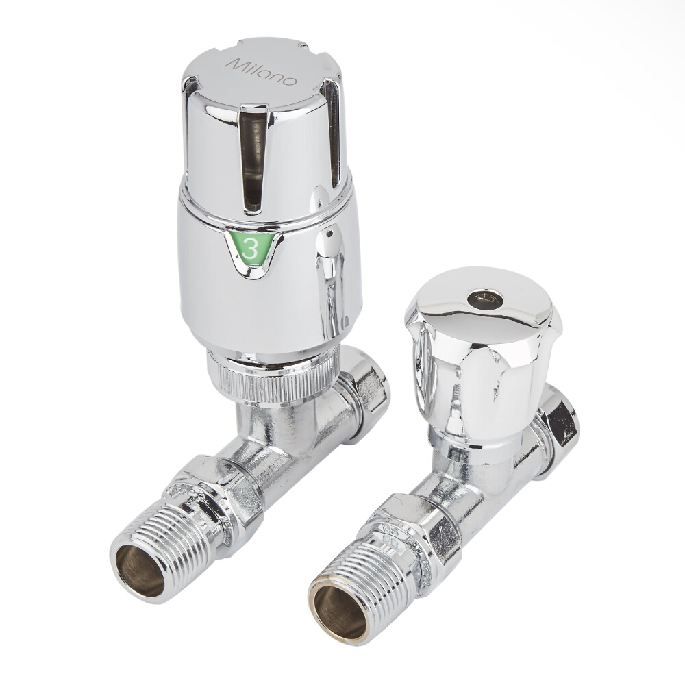 Milano - Chrome Thermostatic Straight Radiator Valves (Pair)