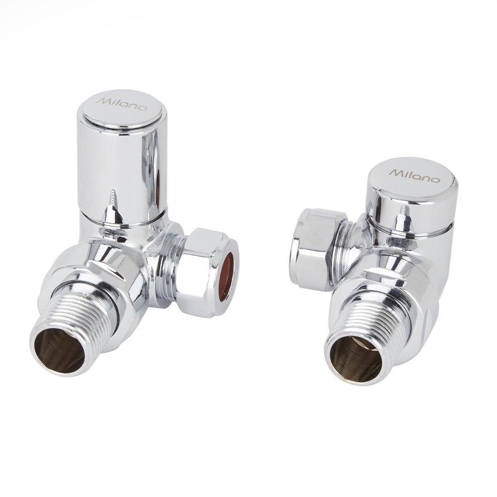 Milano - Chrome Modern Radiator Valves - Corner Pair
