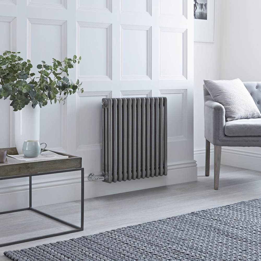 Milano Windsor - Traditional Horizontal 3 Column Electric Radiator - Raw Metal Lacquered 600mm x 608mm