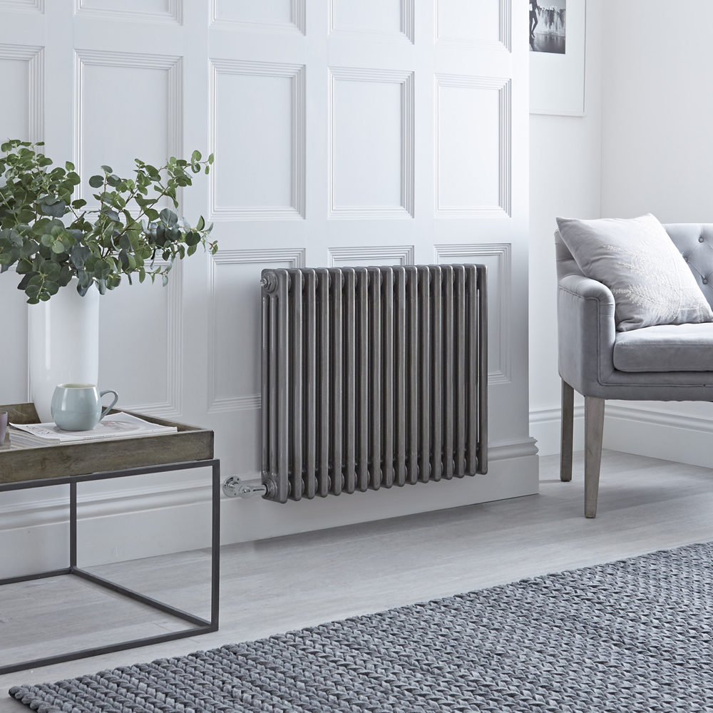 Milano Windsor - Traditional Horizontal 3 Column Electric Radiator - Raw Metal Lacquered - 600mm x 789mm