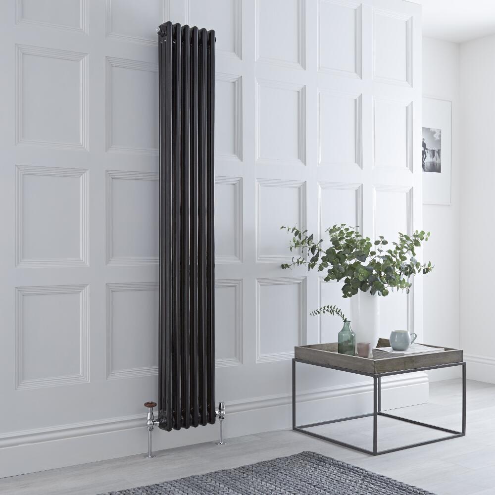 Milano Windsor - Black Traditional Vertical Column Radiator - 1800mm x 293mm (Triple Column)
